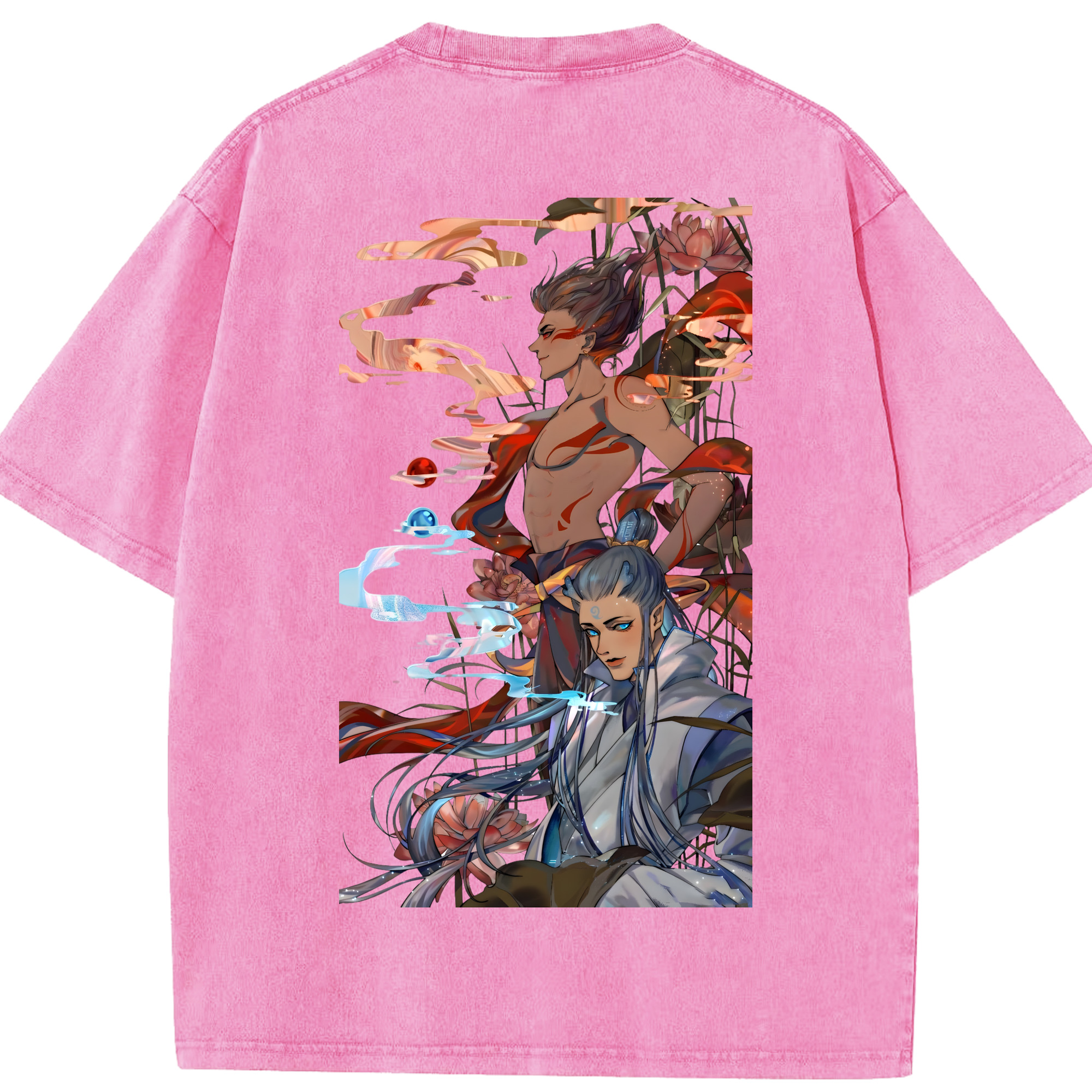 （画像用） Ne Zha 2 ナタ 魔童の大暴れ 綿100% ヴィンテージ風 半袖Tシャツ（背面プリント）